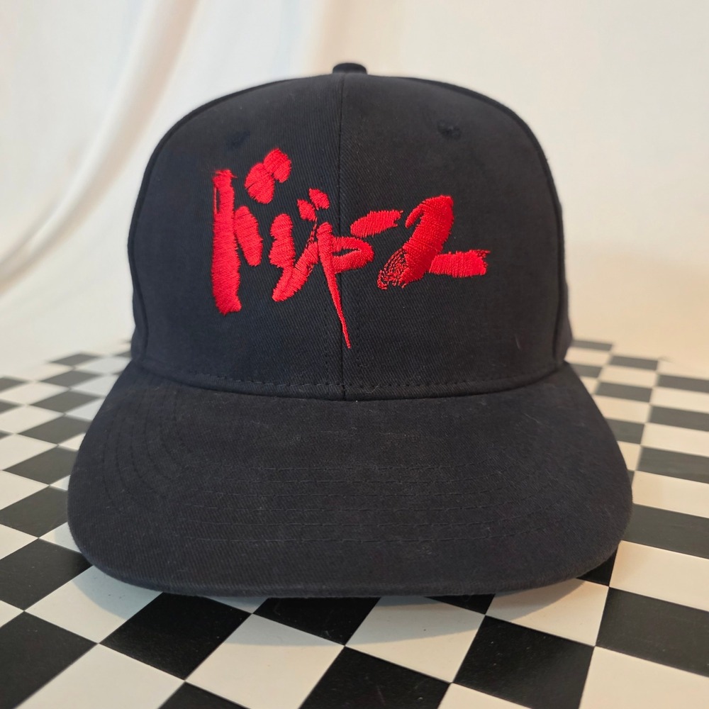 LA‎ Snapback Hat Black Red Japanese Script Embroidery Baseball Cap